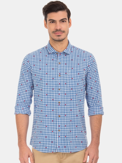 

Ruggers Men Blue & White Regular Fit Checked Casual Shirt