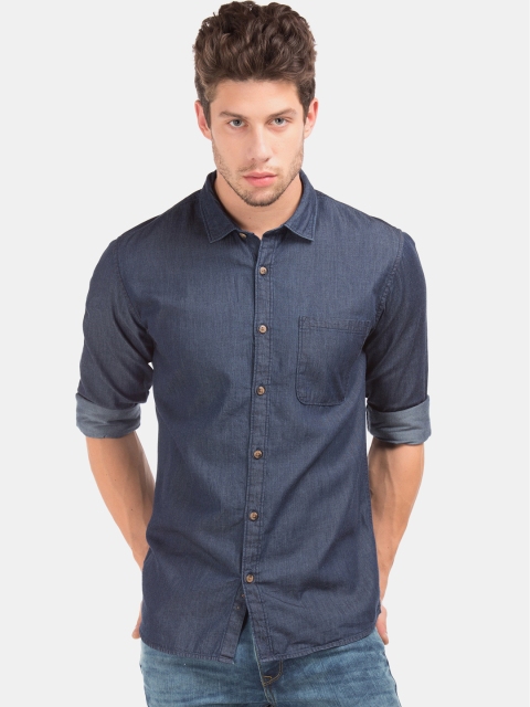 

Ruggers Men Navy Blue Solid Contemporary Fit Casual Shirt