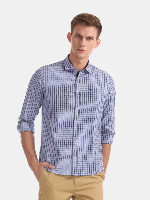 

Ruggers Men Blue & Black Contemporary Fit Checked Casual Shirt