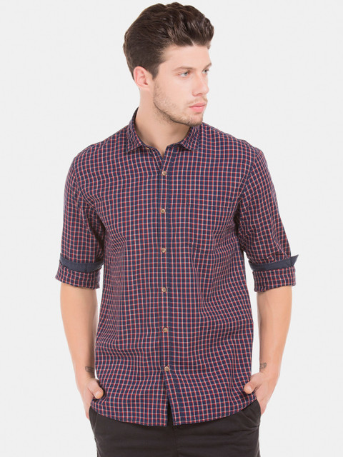 

Ruggers Men Navy Blue & Red Regular Fit Checked Casual Shirt