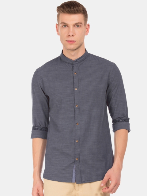 

Ruggers Men Navy Blue Striped Casual Shirt