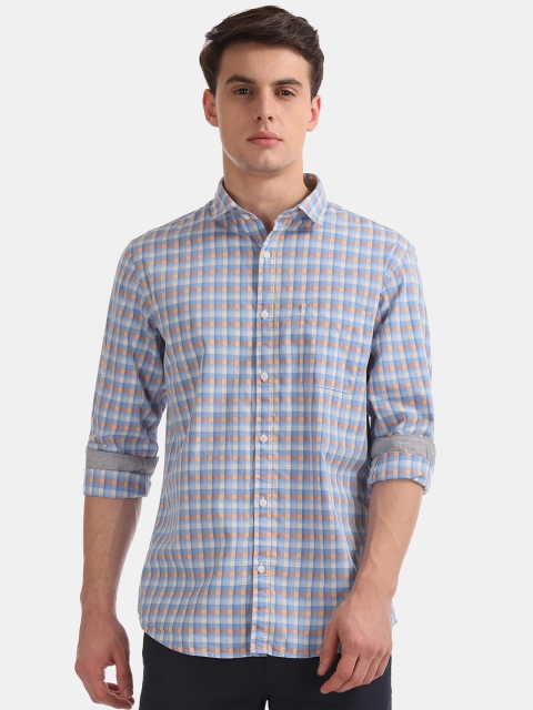 

Ruggers Men Blue & Yellow Checked Casual Shirt
