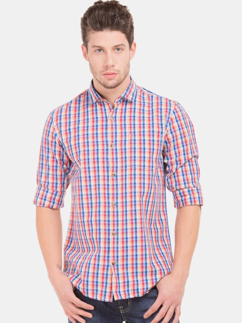 

Ruggers Men Red & Blue Regular Fit Checked Casual Shirt