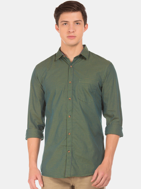 

Ruggers Men Green & Yellow Checked Casual Shirt