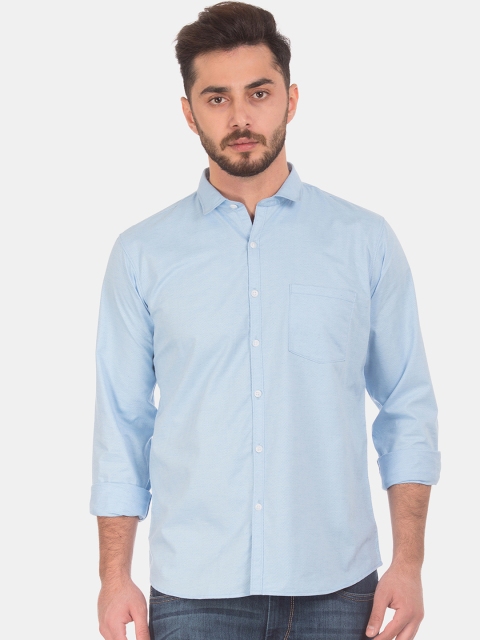 

Ruggers Men Blue Regular Fit Solid Casual Shirt