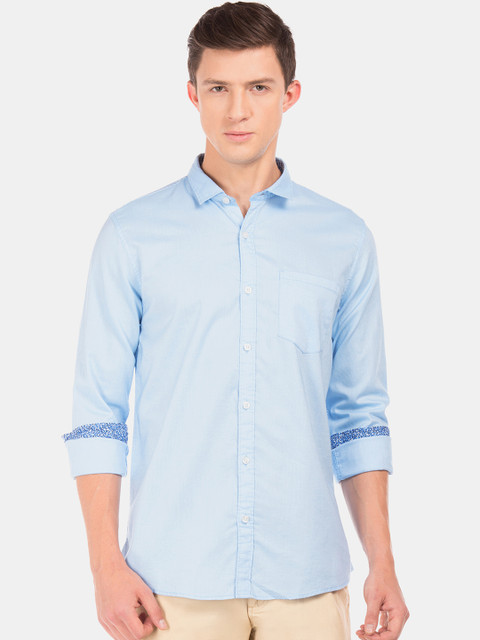

Ruggers Men Blue Regular Fit Solid Casual Shirt