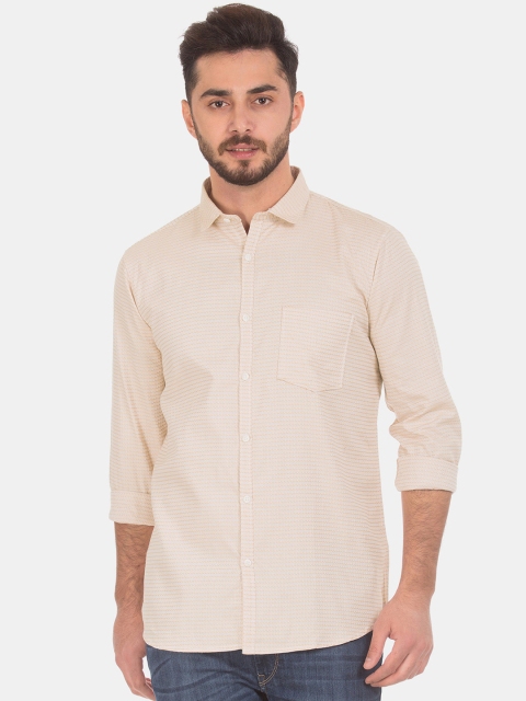 

Ruggers Men Beige Regular Fit Self Design Casual Shirt