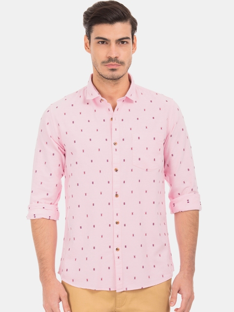 

Ruggers Men Pink Regular Fit Self Design Casual Shirt