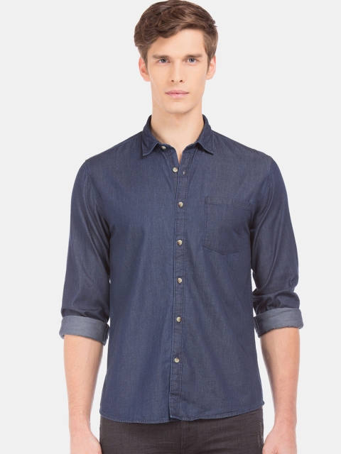 

Ruggers Men Blue Regular Fit Solid Casual Shirt