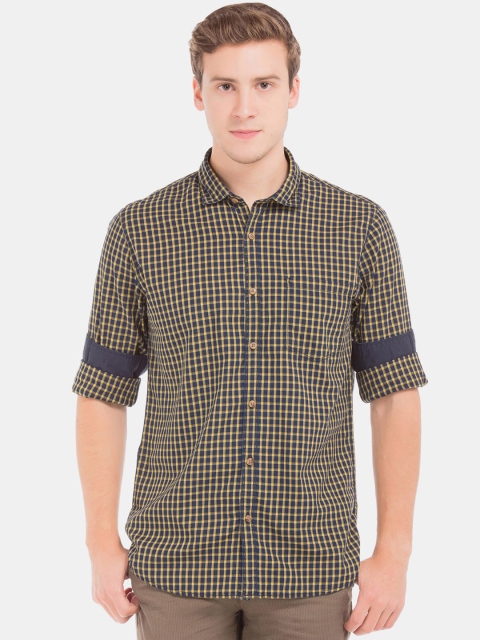 

Ruggers Men Blue & Yellow Regular Fit Checked Casual Shirt