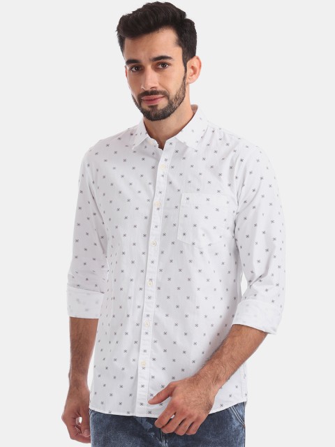 

Ruggers Men White Regular Fit Printed Casual Shirt