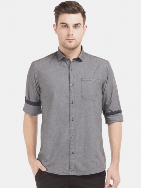 

Ruggers Men Grey Regular Fit Solid Casual Shirt