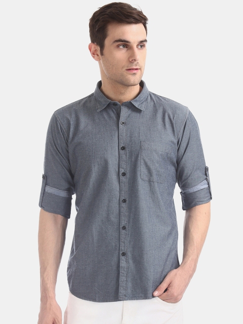 

Ruggers Men Blue Regular Fit Solid Casual Shirt