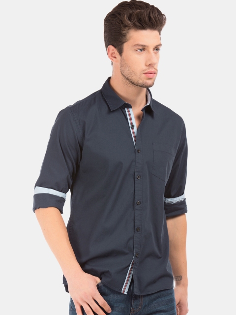 

Ruggers Men Navy Blue Regular Fit Solid Casual Shirt