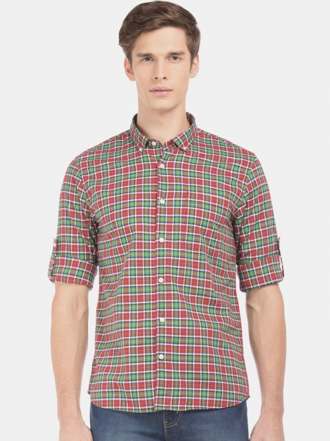 

Ruggers Men Red & Green Regular Fit Checked Casual Shirt