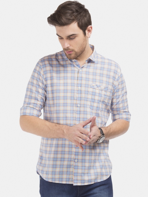 

Ruggers Men Blue & Pink Regular Fit Checked Casual Shirt