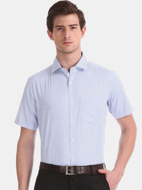 

Excalibur Men Blue Regular Fit Striped Semiformal Shirt
