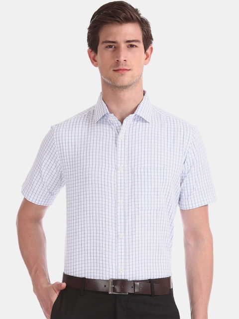 

Excalibur Men White & Blue Regular Fit Checked Formal Shirt