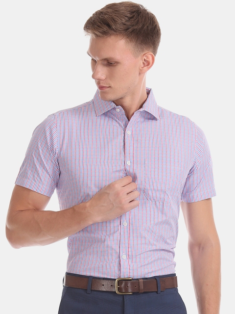 

Excalibur Men Blue & Red Classic Regular Fit Checked Formal Shirt