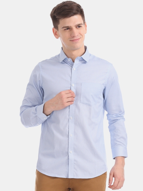 

Excalibur Men Blue & Grey Slim Fit Printed Casual Shirt