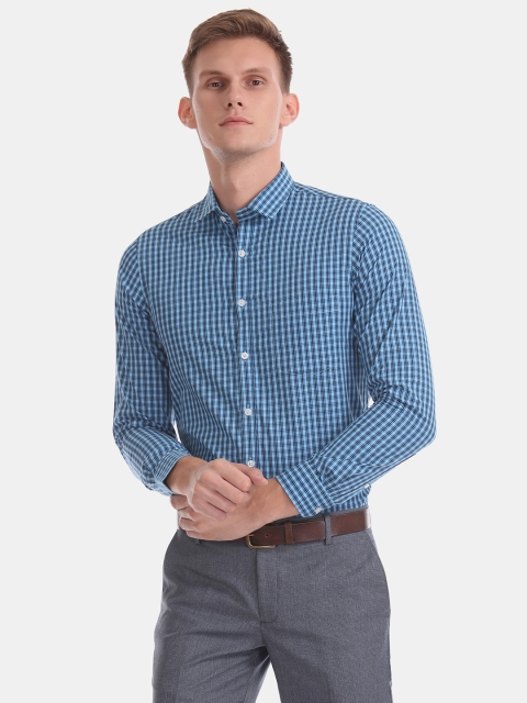 

Excalibur Men Blue Slim Fit Checked Formal Shirt
