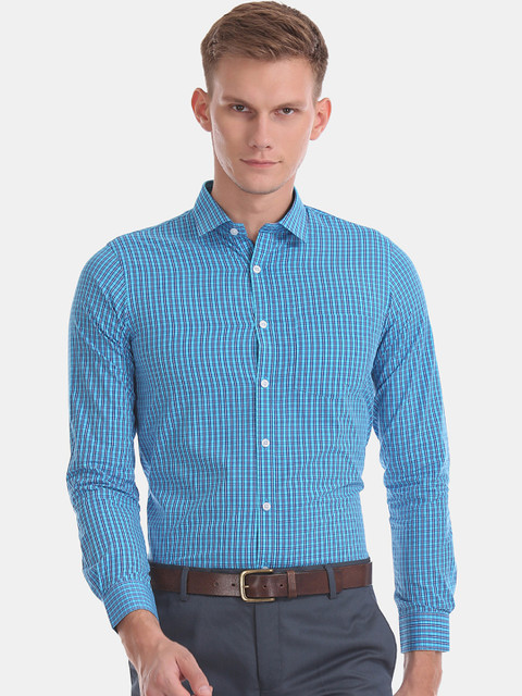 

Excalibur Men Blue Slim Fit Checked Casual Shirt