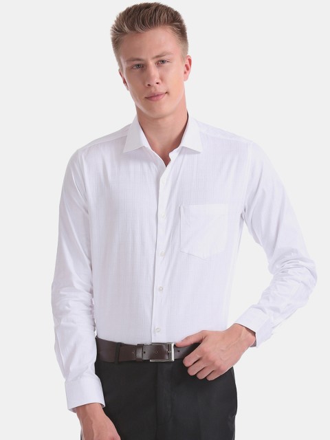 

Excalibur Men White Regular Fit Striped Classic Formal Shirt