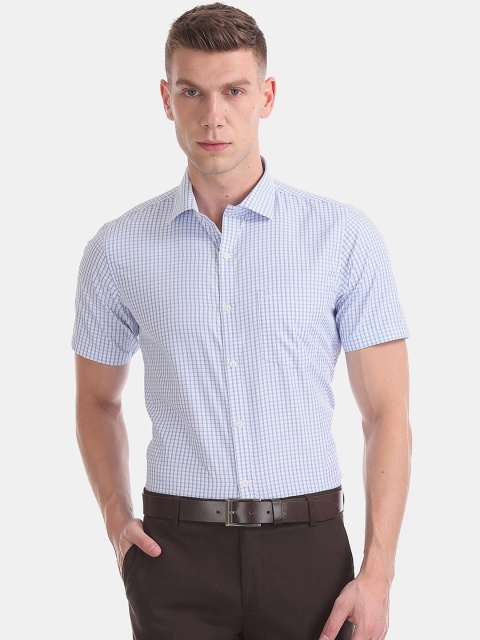 

Excalibur Men White Regular Fit Checked Formal Shirt