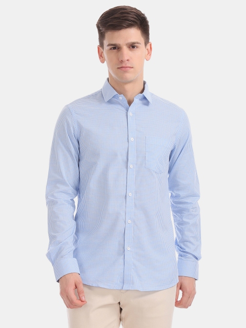 

Excalibur Men Blue Slim Fit Checked Smart Casual Shirt