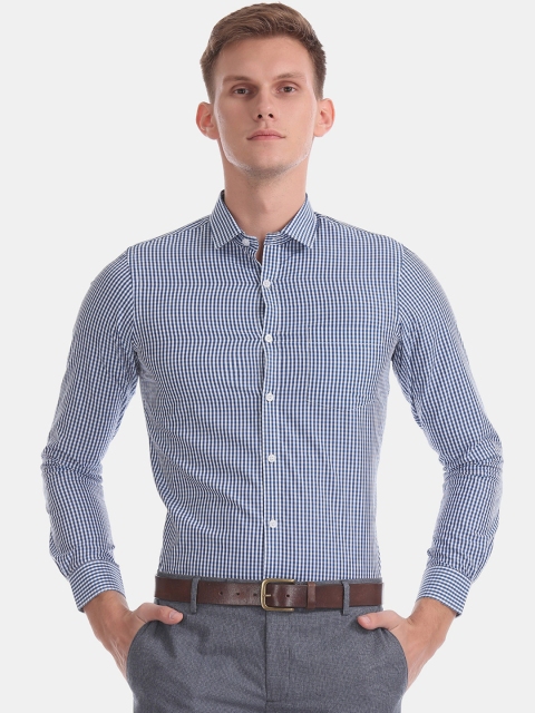 

Excalibur Men Blue & White Slim Fit Checked Formal Shirt