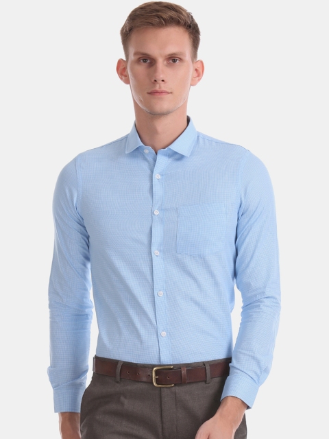 

Excalibur Men Blue Slim Fit Checked Formal Shirt