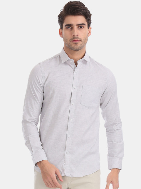 

Excalibur Men Off-White Slim Fit Self Design Casual Shirt