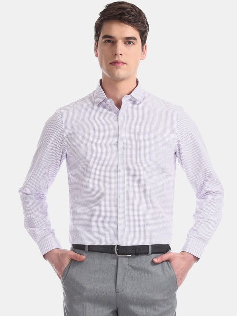 

Excalibur Men White Regular Fit Checked Formal Shirt