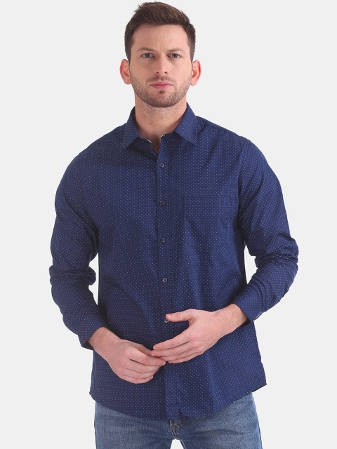 

Excalibur Men Navy Blue Classic Regular Fit Printed Casual Shirt