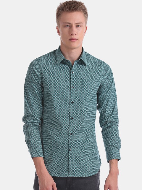 

Excalibur Men Green Super Slim Fit Printed Casual Shirt