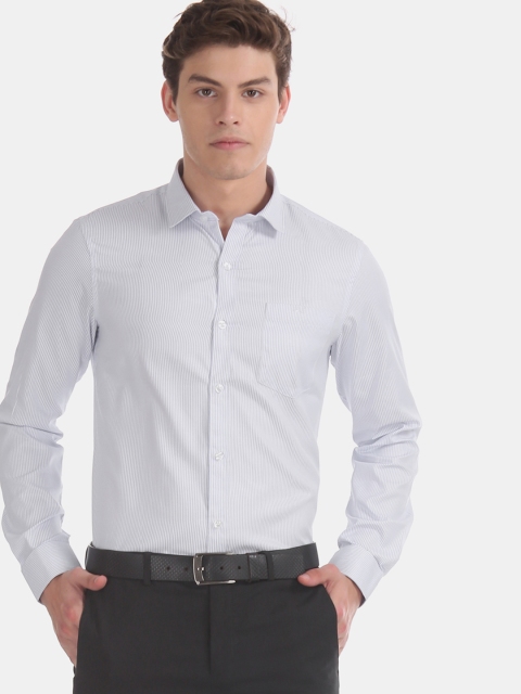 

Excalibur Men White Regular Fit Striped Formal Shirt