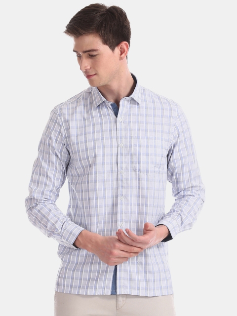 

Excalibur Men Grey & Blue Regular Fit Checked Casual Shirt