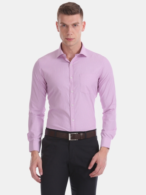 

Excalibur Men Purple Regular Fit Striped Formal Shirt