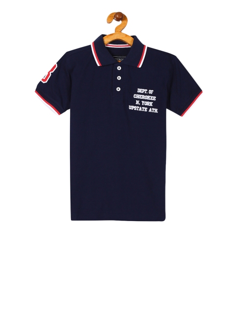 

Cherokee Boys Blue Solid Polo Collar Pure Cotton T-shirt
