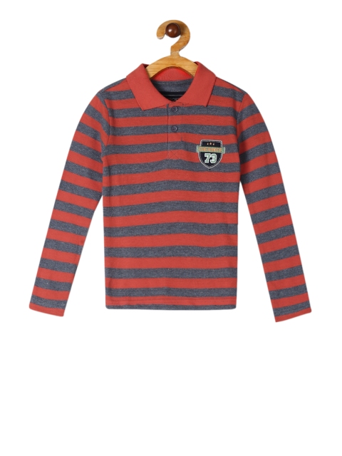 

Cherokee Boys Orange & Grey Striped Polo Collar T-shirt