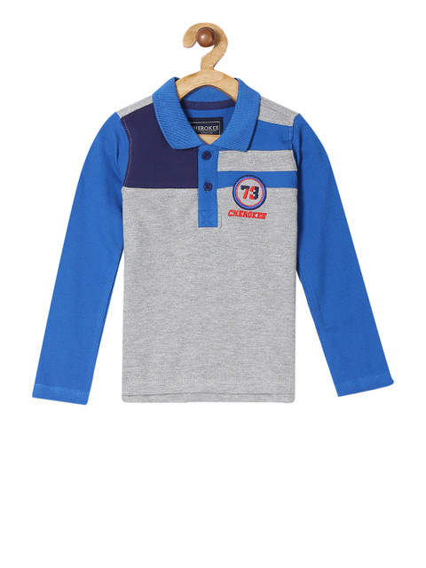 

Cherokee Boys Blue & Grey Colourblocked Polo Collar T-shirt