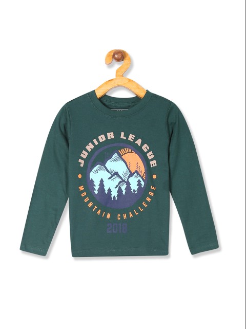 

Cherokee Boys Green Printed Round Neck T-shirt