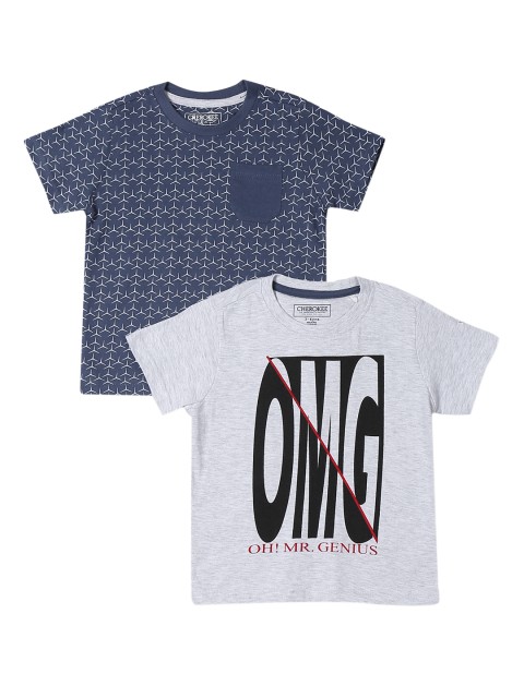 

Cherokee Boys Pack Of 2 Printed Round Neck T-shirt, Blue