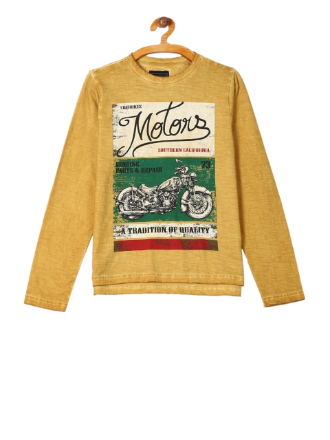 

Cherokee Boys Yellow Printed Round Neck T-shirt