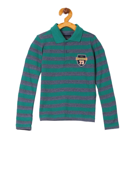 

Cherokee Boys Green & Blue Striped Polo Collar T-shirt