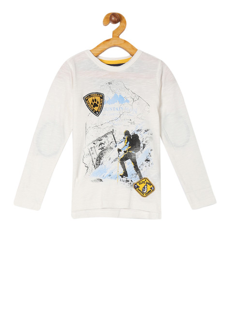 

Cherokee Boys White Printed Round Neck Pure Cotton T-shirt