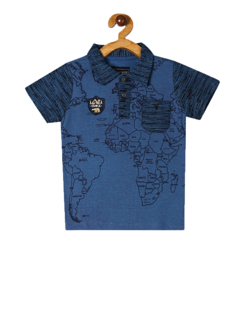 

Cherokee Boys Blue Printed Polo Collar T-shirt