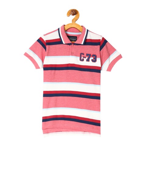 

Cherokee Boys Pink Striped Polo Collar T-shirt