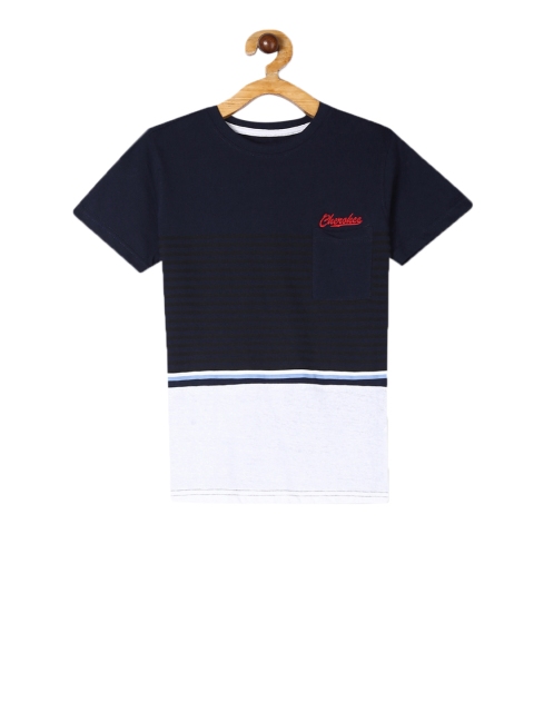 

Cherokee Boys Navy Blue & Grey Striped Round Neck T-shirt