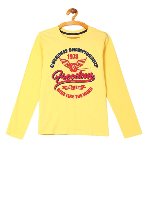 

Cherokee Boys Yellow Printed Round Neck T-shirt